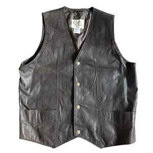 Men’s Cripple Creek Western Vest Brown Suede Leather Button Size Medium